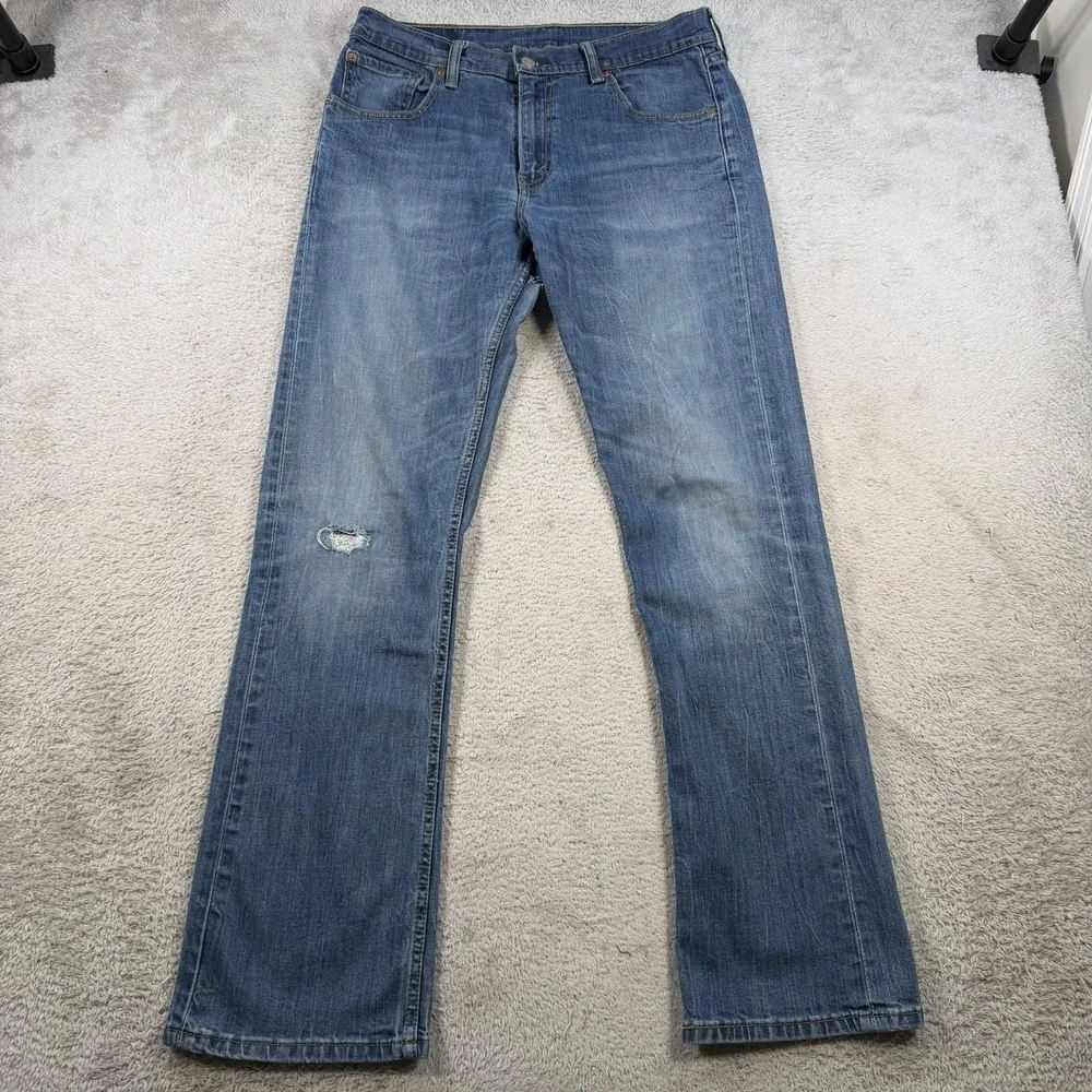Levis 527 Jeans Mens 33x34 Slim Bootcut Blue Denim Cotton Medium Wash Pants